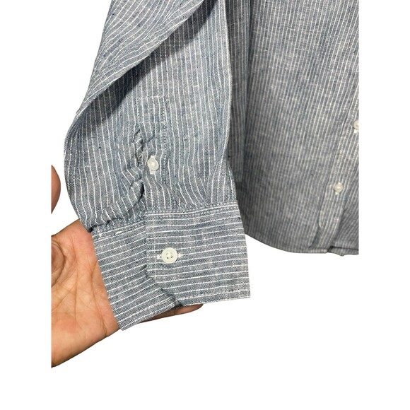 Everlane Relaxed Fit Linen Button Down Shirt Women's Size 6 blue Stripe Classic - Picture 7 of 12